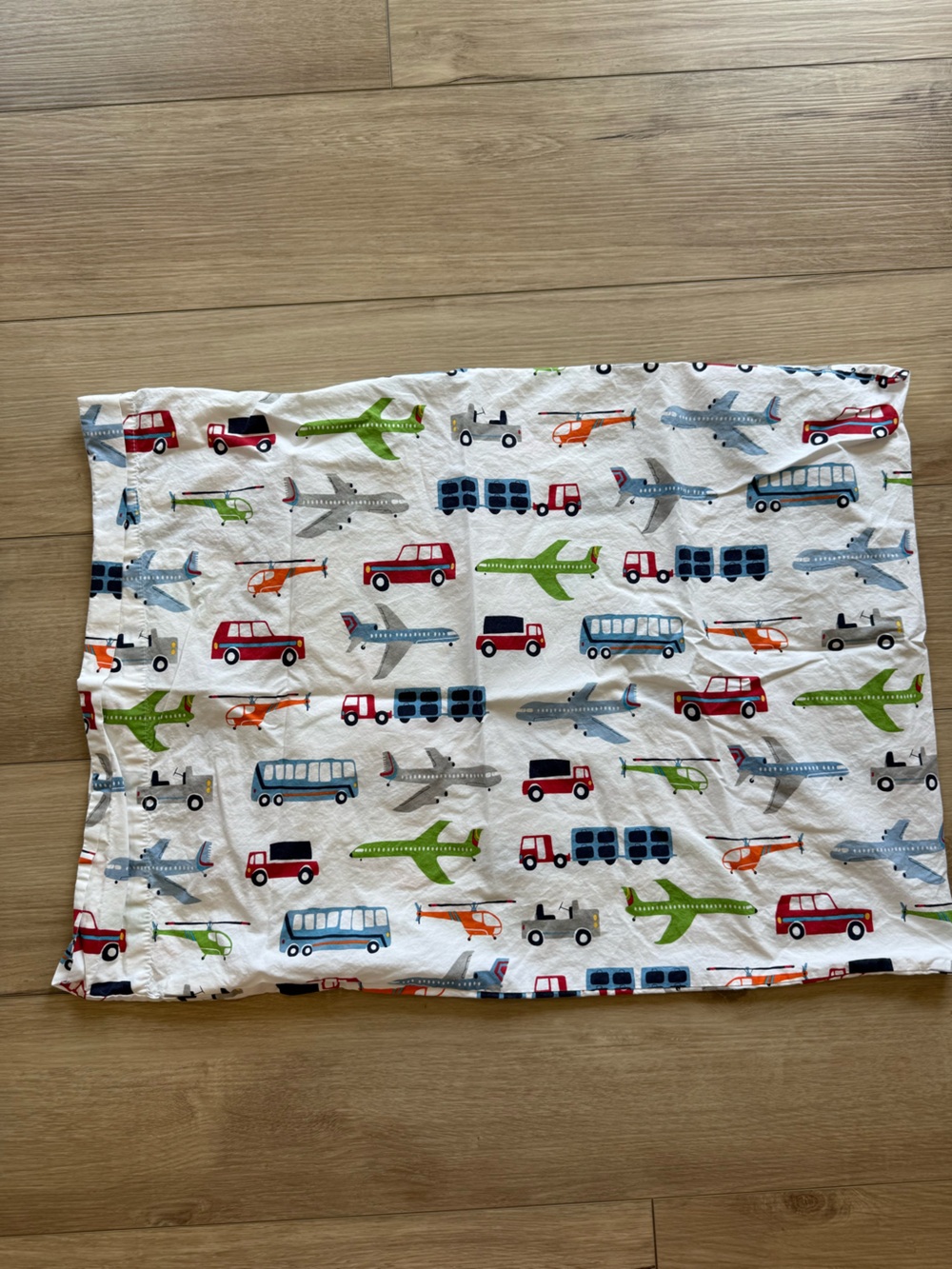 Pottery Barn Kids Brody Vehicle Print Pillowcase and Fitted Sheet